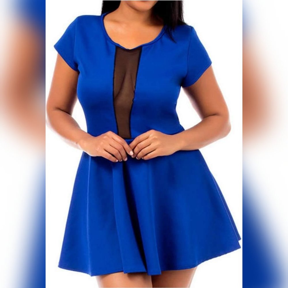 Mesh Panel Plus Size Cocktail Dress